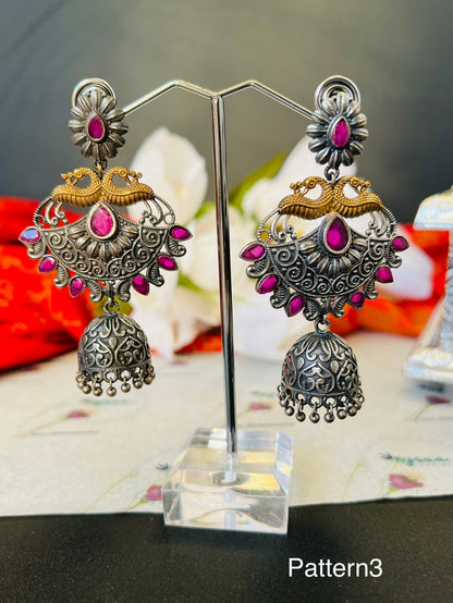 Peacock / Oxidized / German silver / Bollywood / Indian / Festive / Navratri / Nauratri earrings / Oxidised