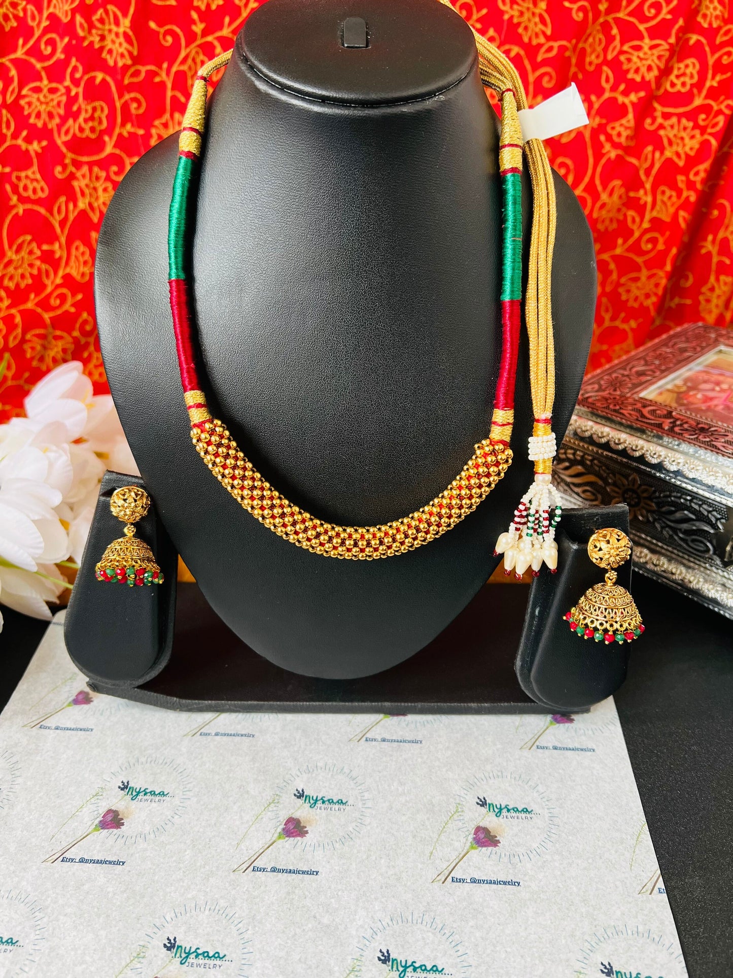 Kolhapuri Thushi Choker Necklace | Marathi Jewelry with Earrings