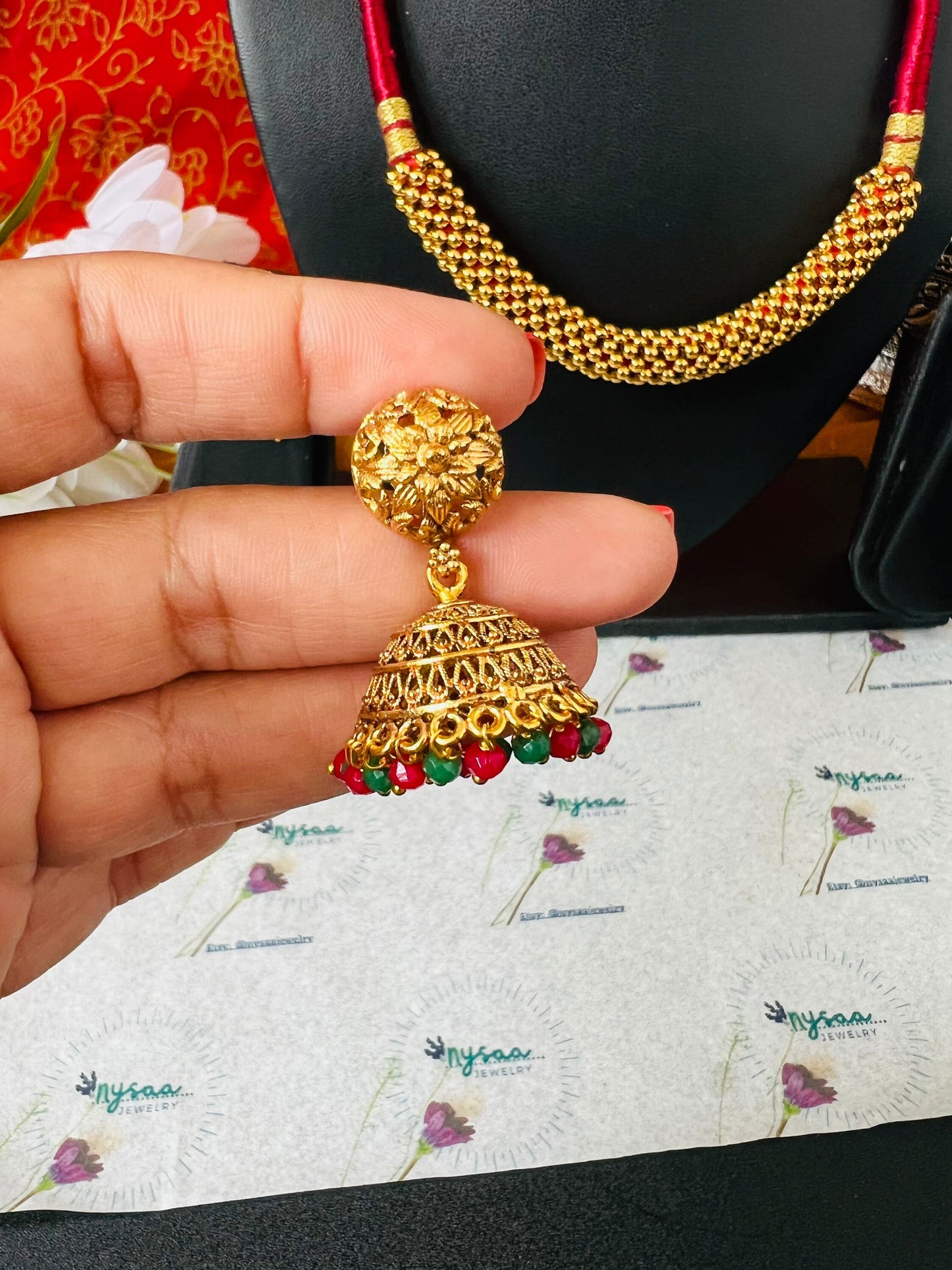 Kolhapuri Thushi Choker Necklace | Marathi Jewelry with Earrings