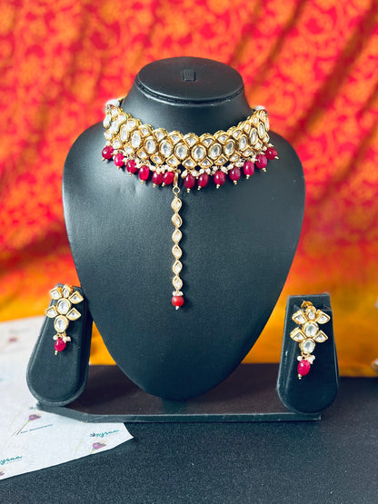 Kundan Choker Necklace Set: Indian Bollywood Bridal Jewelry