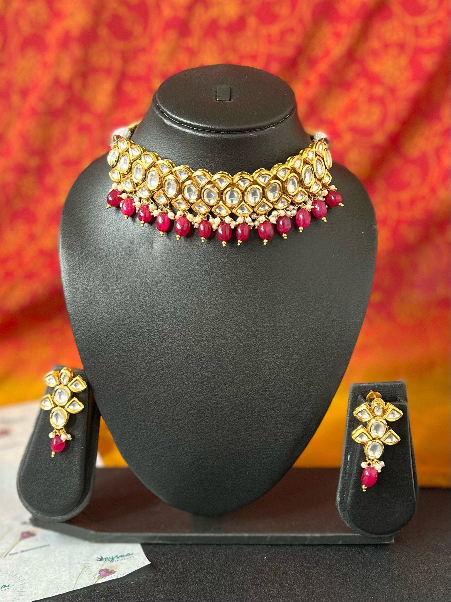 Kundan Choker Necklace Set: Indian Bollywood Bridal Jewelry
