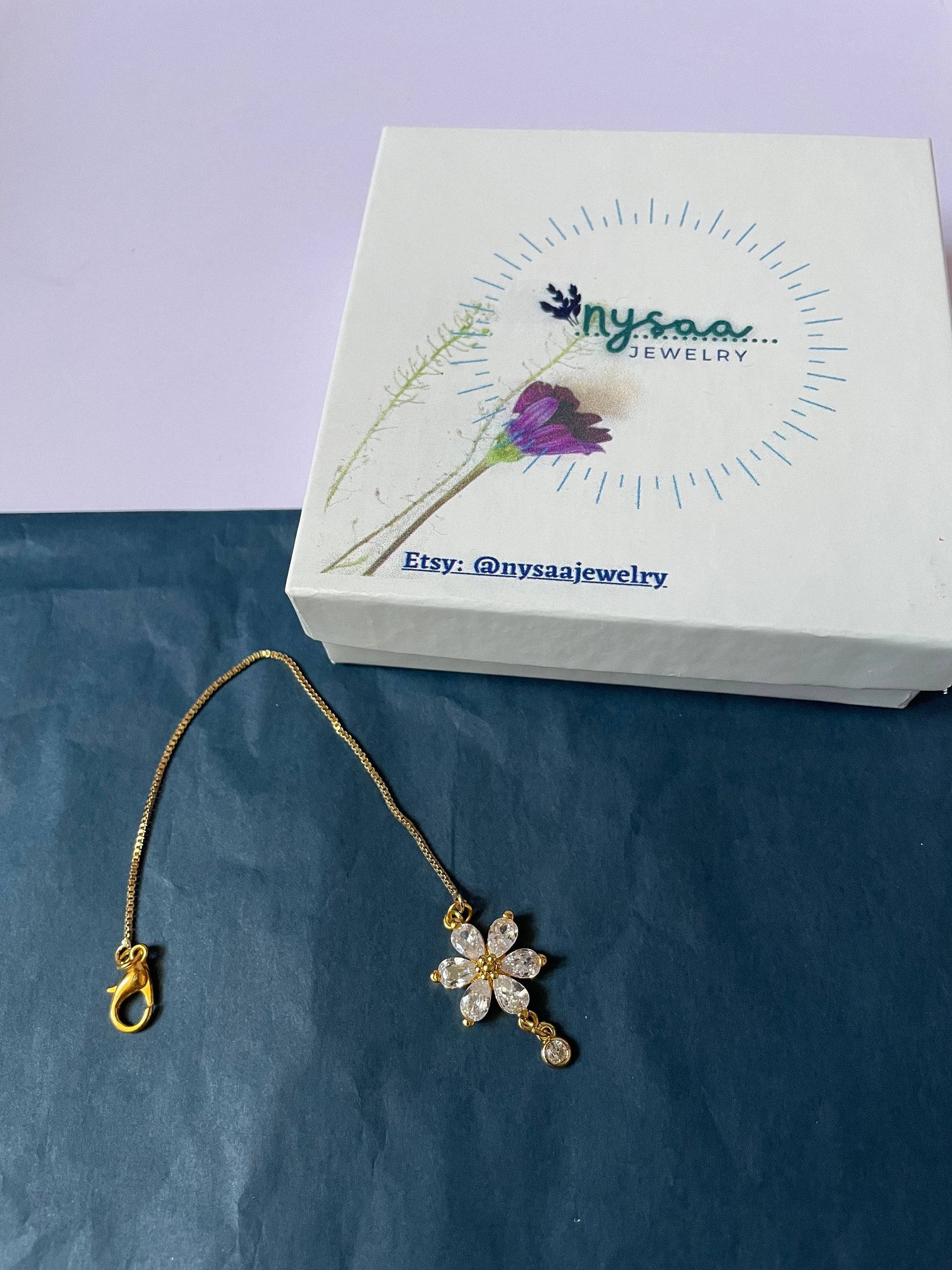 Gold Plated Cubic Zirconia Maang Tikka for Little Girls