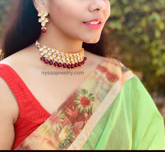 Kundan Choker Necklace Set: Indian Bollywood Bridal Jewelry