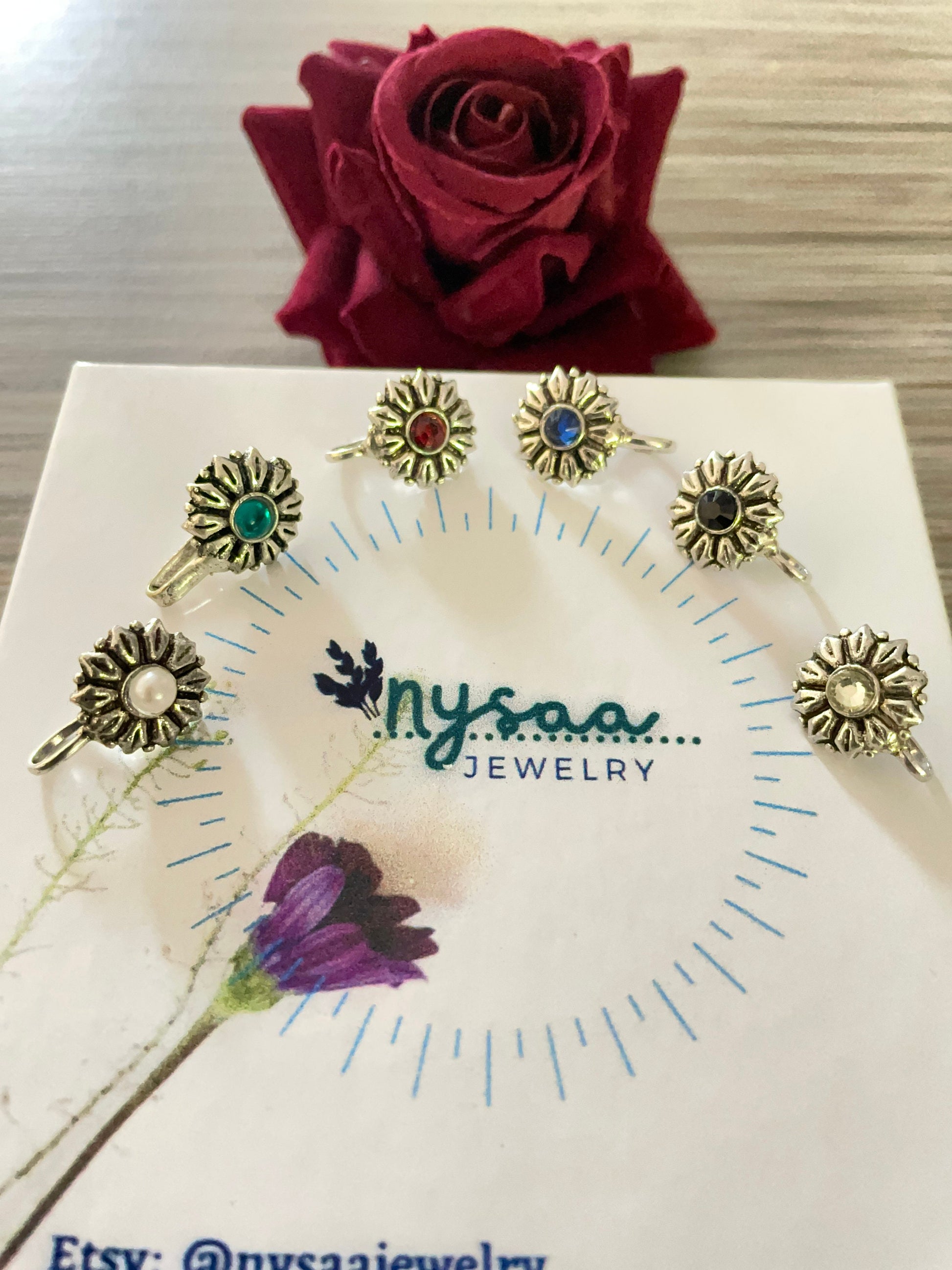 Oxidized Nose Pin: Marathi Nath Press Pin, No Piercing Needed