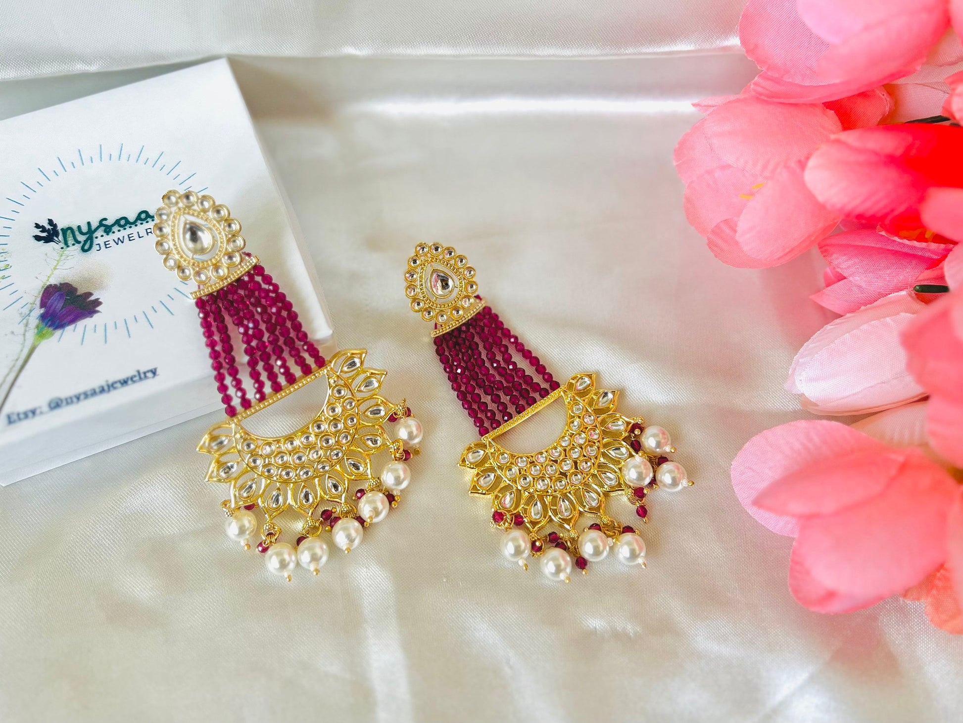 Kundan Chandbali Earrings: Beaded Indian Bridal Jewelry