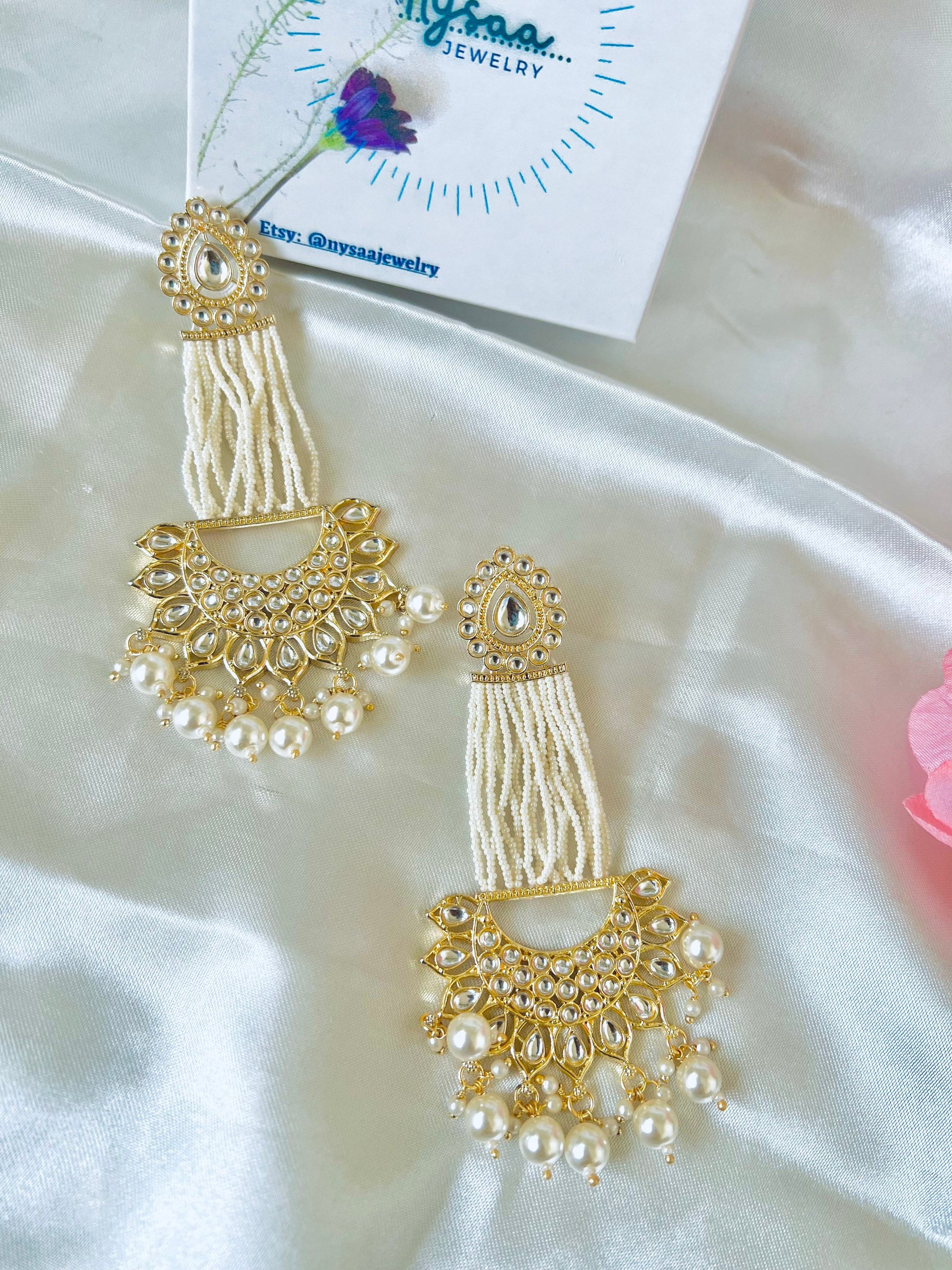 Kundan Chandbali Earrings: Beaded Indian Bridal Jewelry