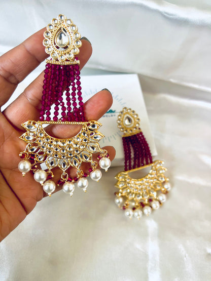 Kundan Chandbali Earrings: Beaded Indian Bridal Jewelry