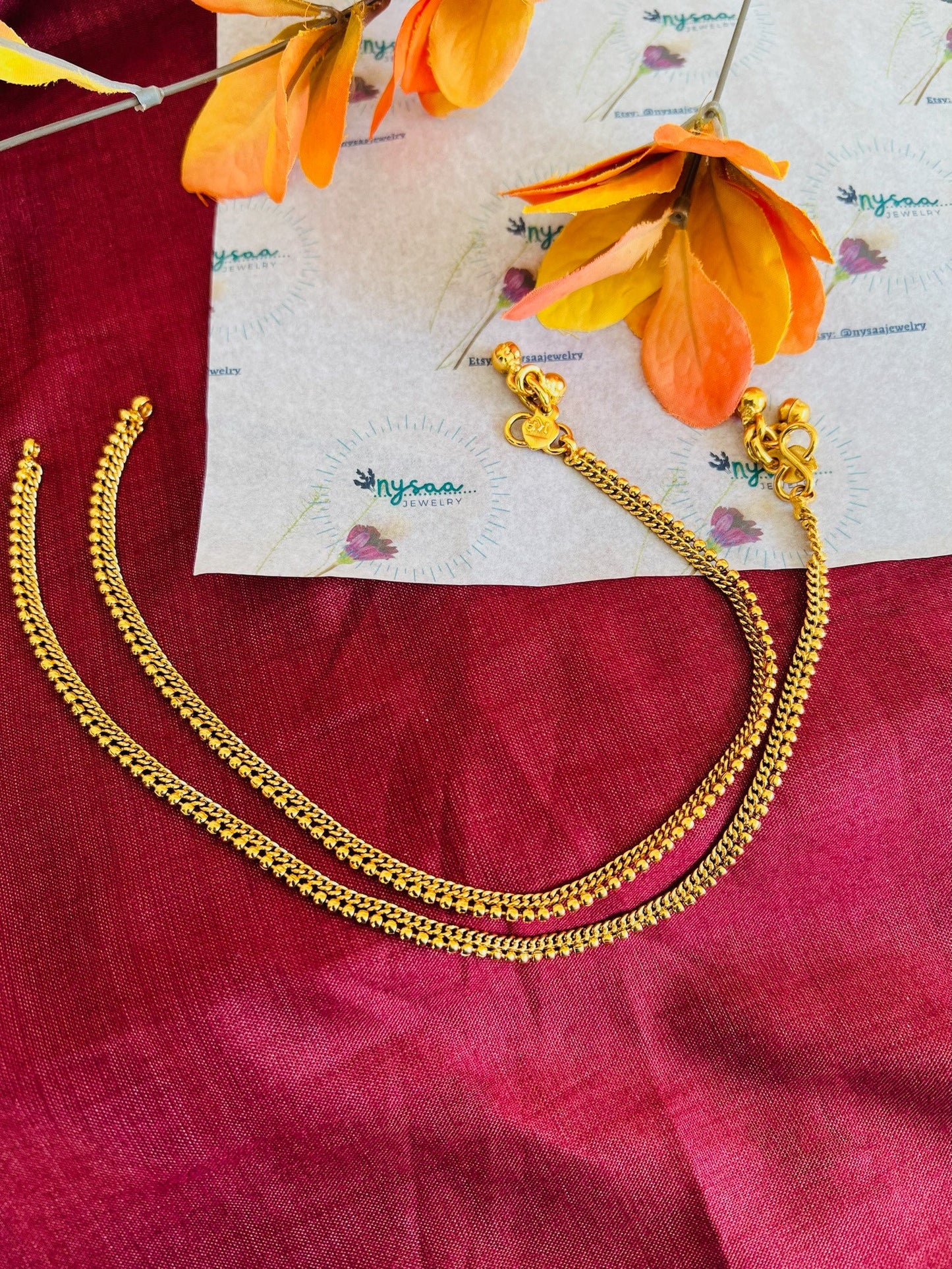 Gold Plated Anklets: Delicate Design Payal