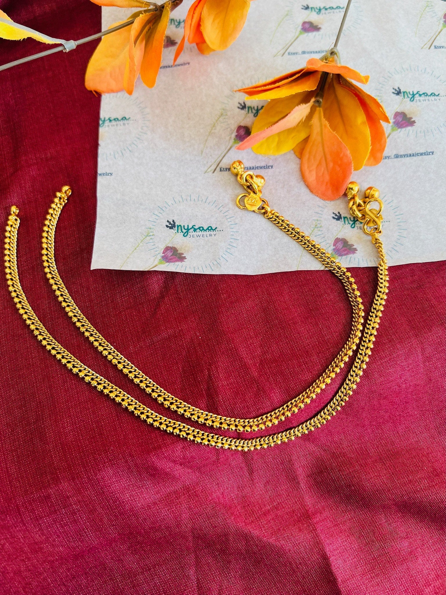 Gold Plated Anklets: Delicate Design Payal