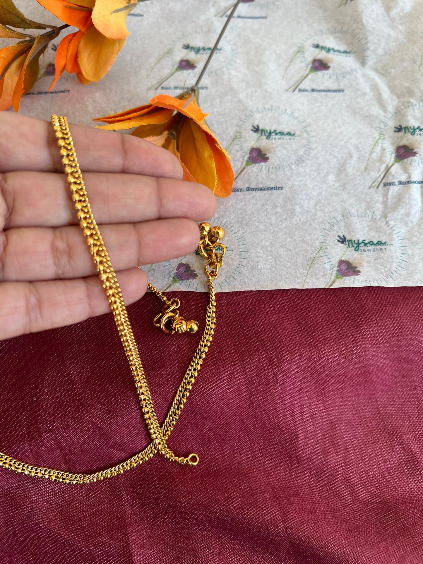 Gold Plated Anklets: Delicate Design Payal