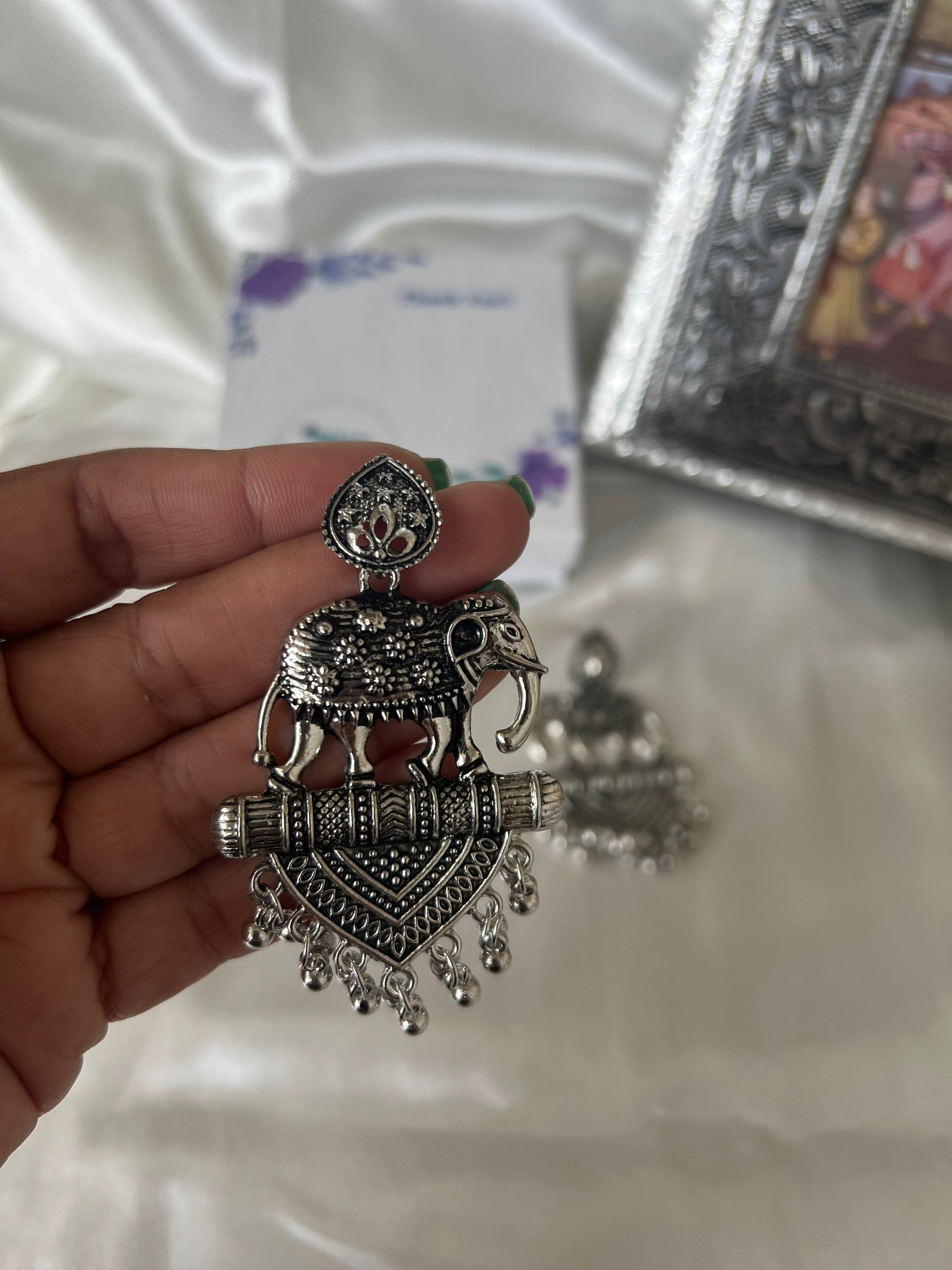 Oxidized, Ethnic earrings, Trendy, German silver, Bollywood, Indian, Festive, Navratri, Nauratri earrings