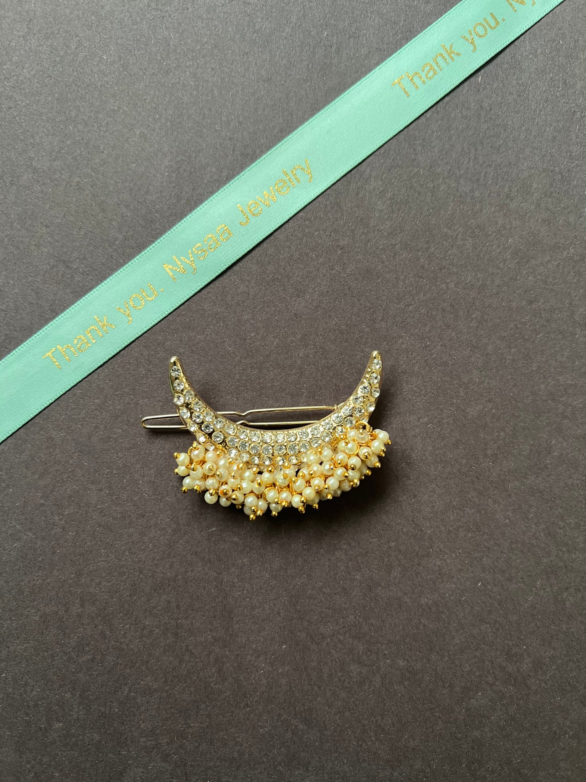 Gold Plated Indian Hair Brooch: Juda Pin Saree Accessory