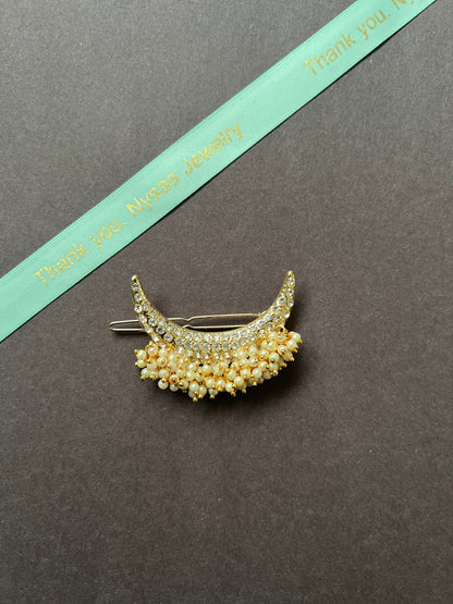 Gold Plated Indian Hair Brooch: Juda Pin Saree Accessory