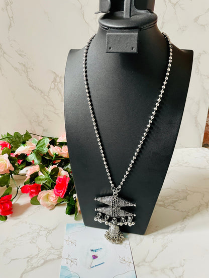 Oxidized Ghungaroo Necklace & Jhumki Earring Set: Indian Mala Jewelry