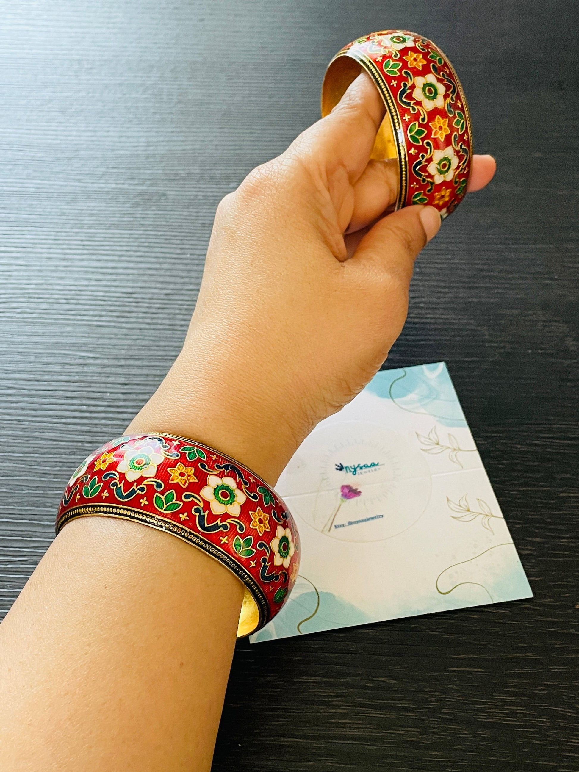 Gold Plated Minakari Bangles: Indian Peacock Jewelry (Set of 2)