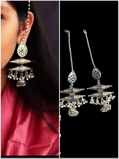 Oxidized Ghungaroo Necklace & Jhumki Earring Set: Indian Mala Jewelry