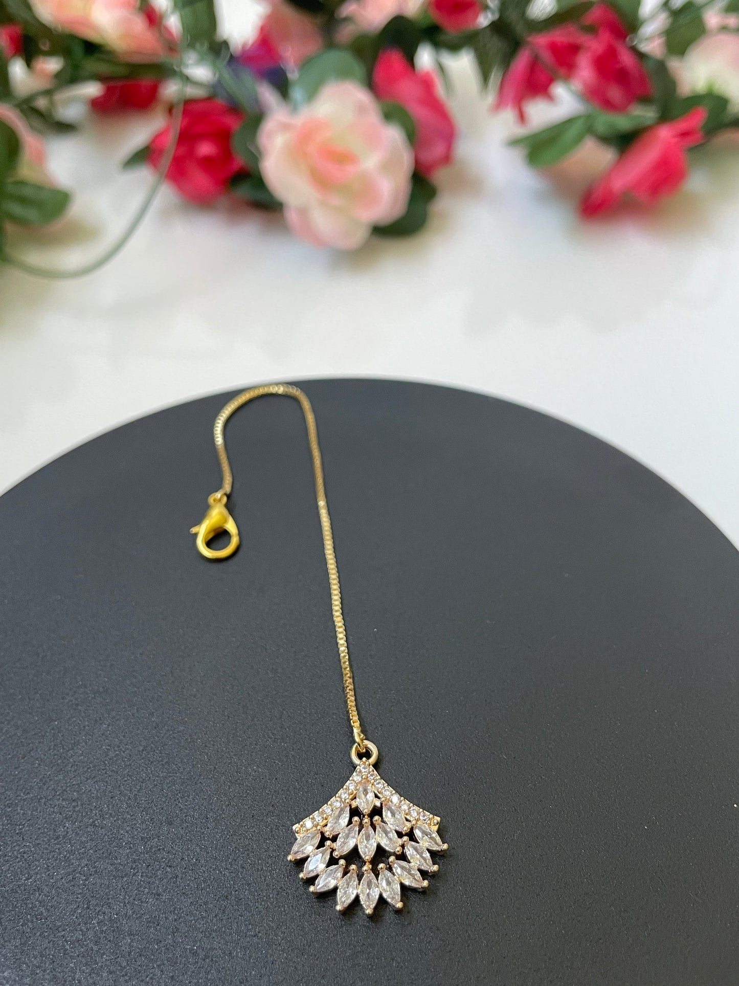 Gold plated AD maang tika for little girls | Gold plated bindi | oxidised maang tika | maang tikka | Indian head jewelry