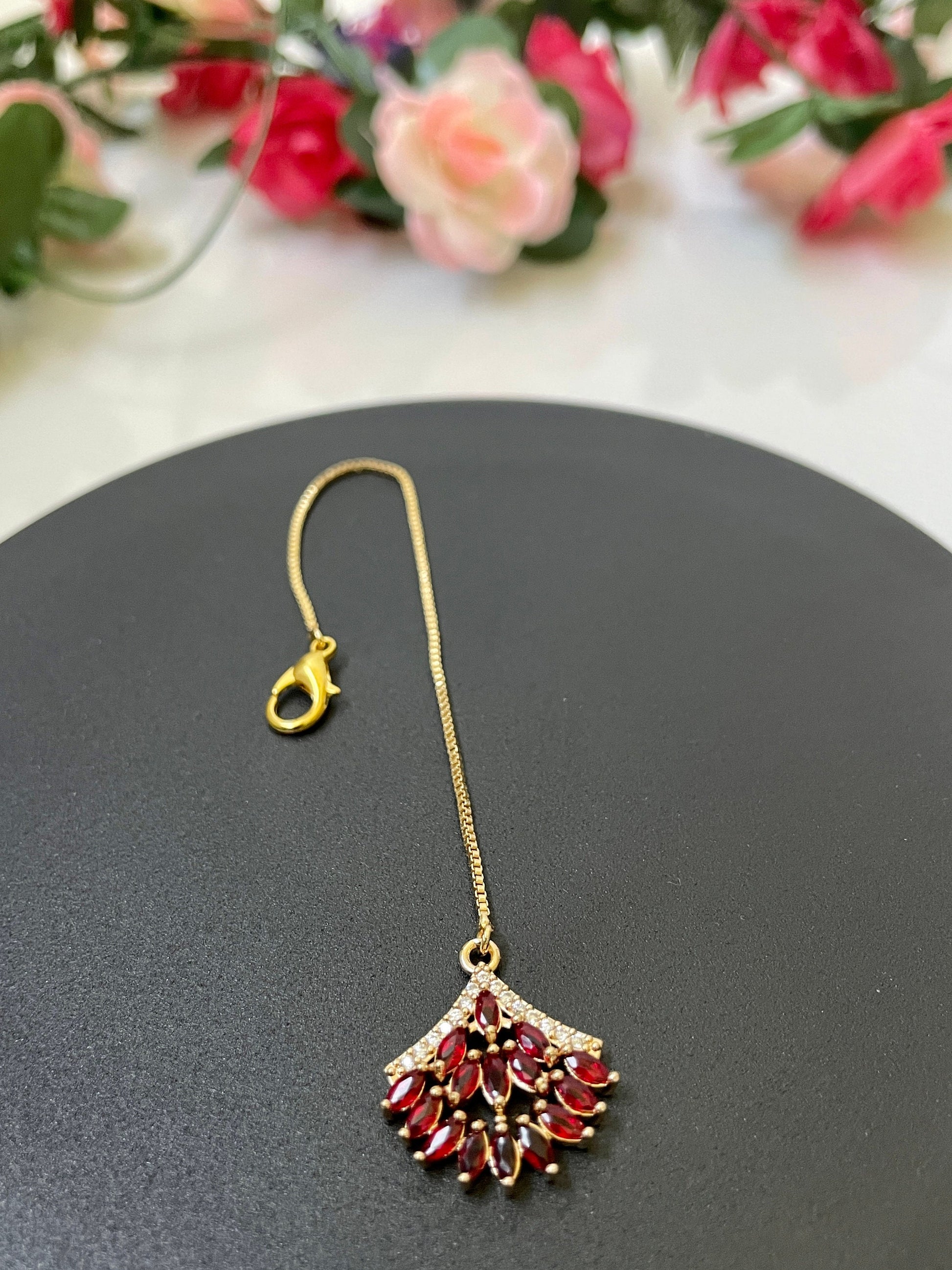 Gold plated AD maang tika for little girls | Gold plated bindi | oxidised maang tika | maang tikka | Indian head jewelry