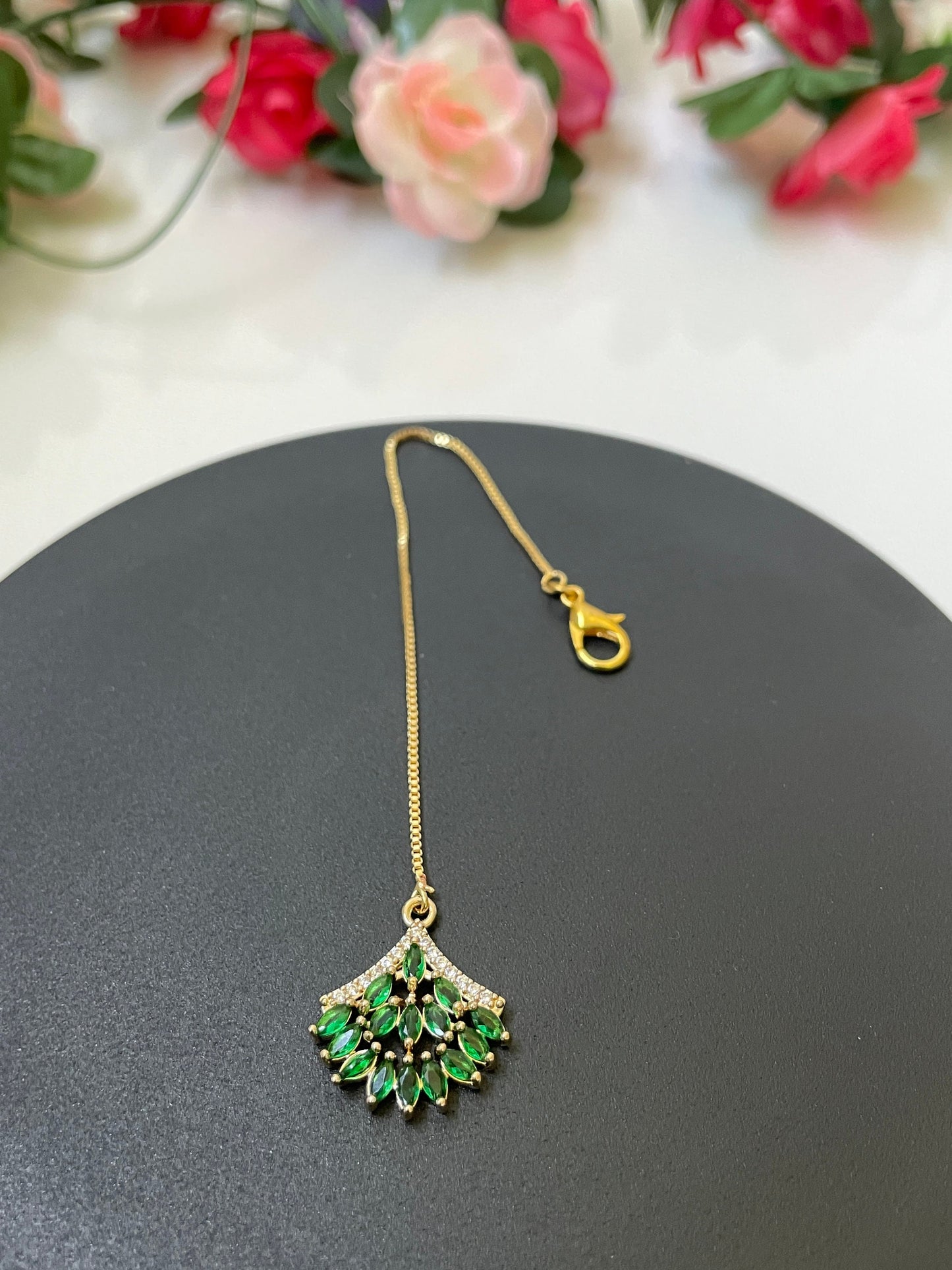 Gold plated AD maang tika for little girls | Gold plated bindi | oxidised maang tika | maang tikka | Indian head jewelry