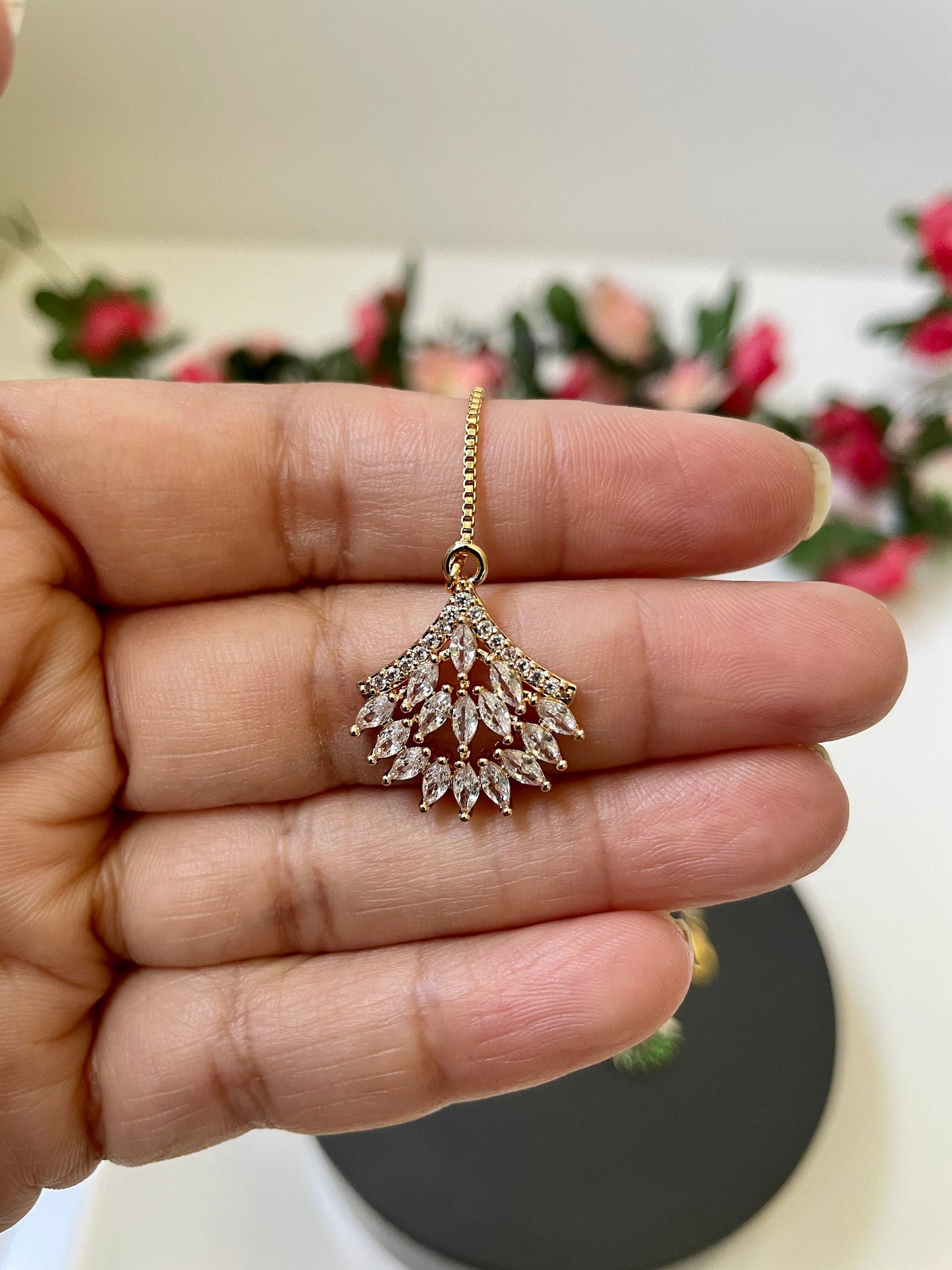 Gold plated AD maang tika for little girls | Gold plated bindi | oxidised maang tika | maang tikka | Indian head jewelry