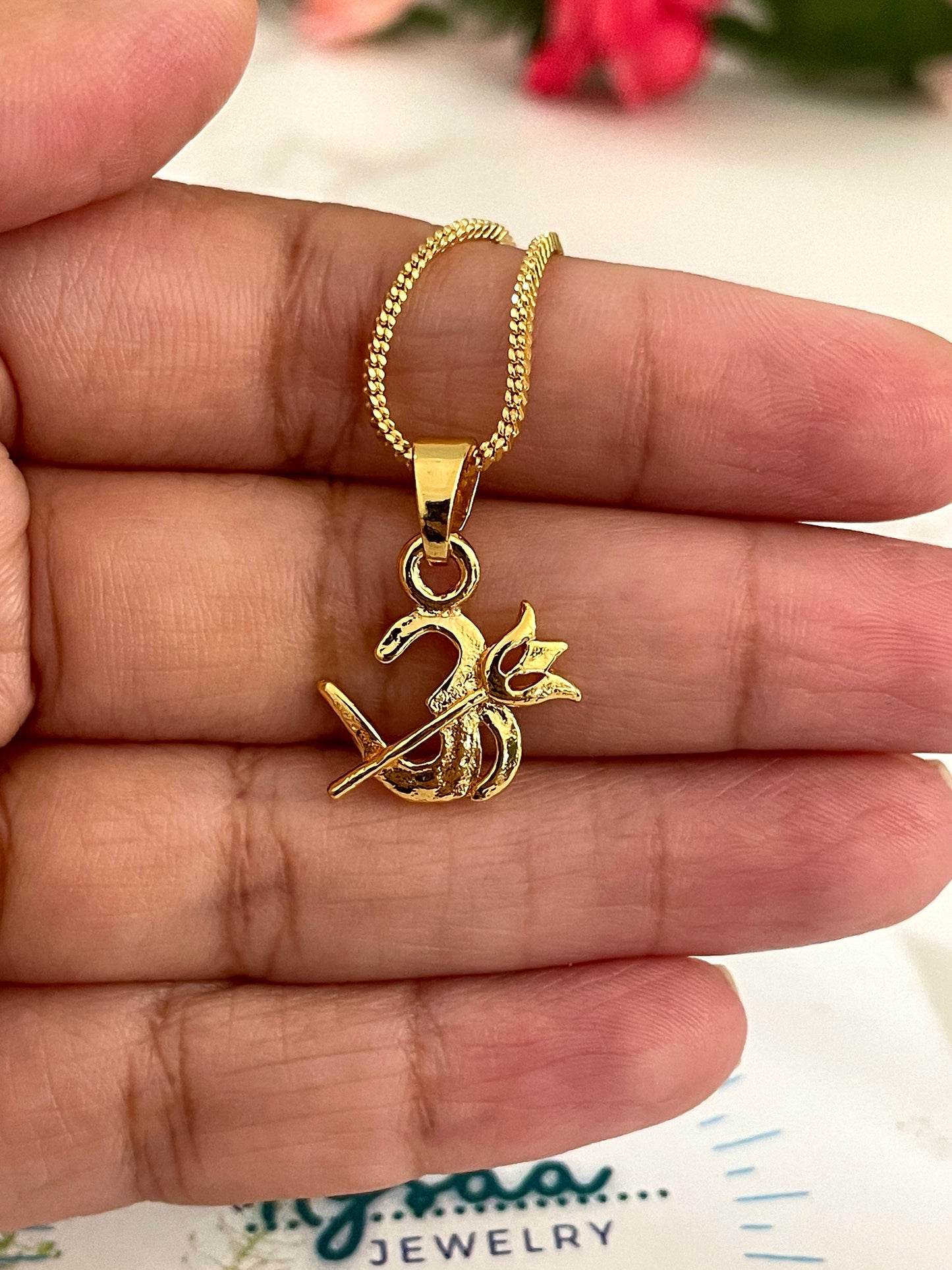 Nysaa Gold plated Indian idols pendant necklace | Ganesha pendant | Om Pendant | Shiva Pendant | temple jewelry