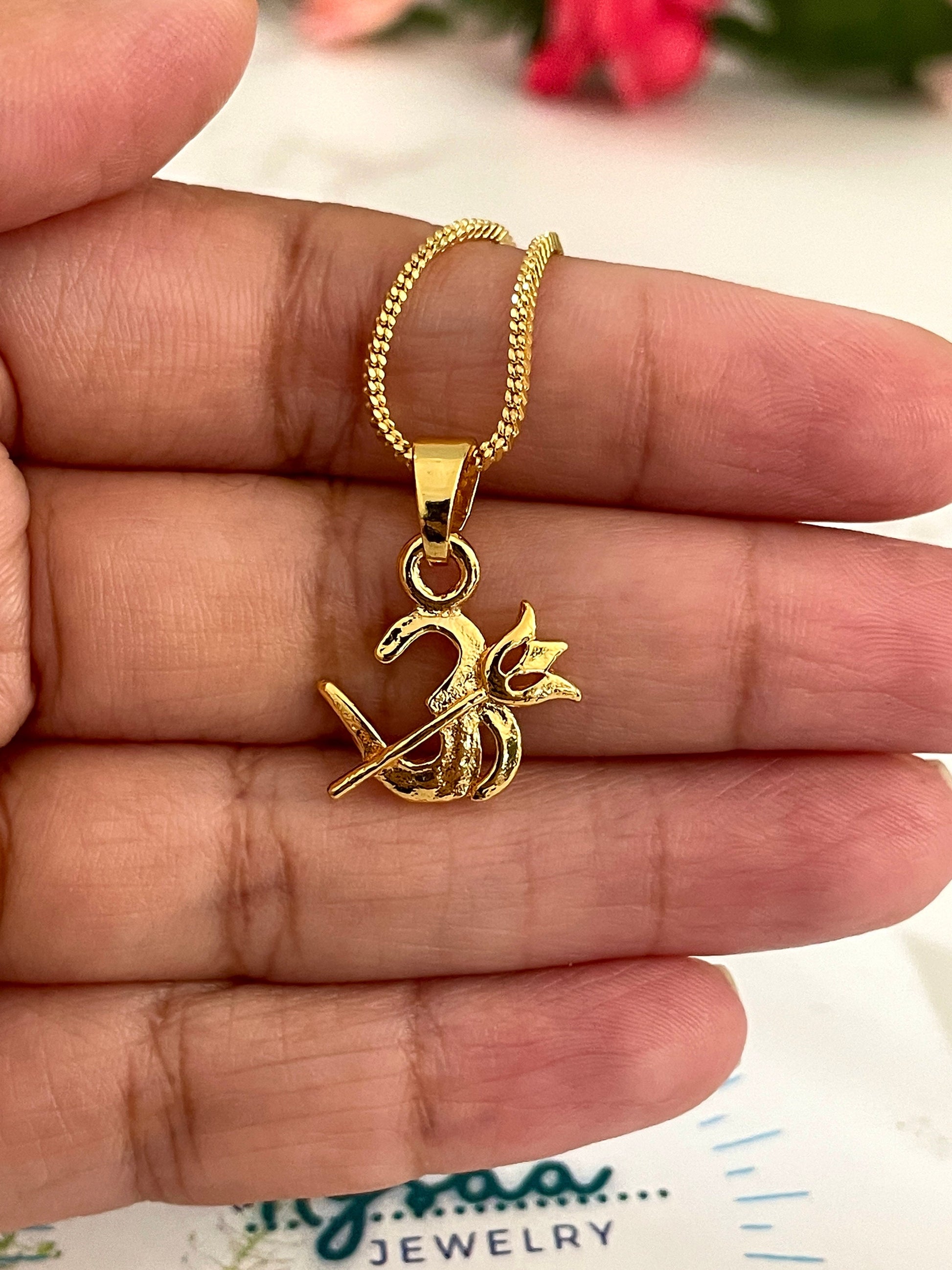 Nysaa Gold plated Indian idols pendant necklace | Ganesha pendant | Om Pendant | Shiva Pendant | temple jewelry