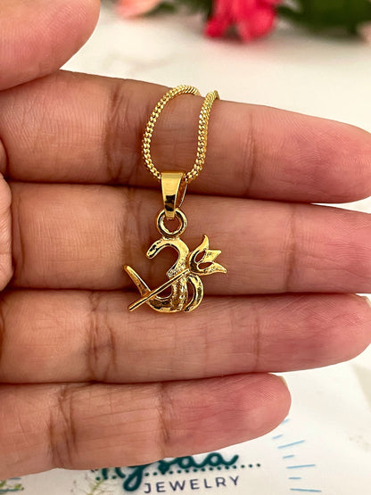 Nysaa Gold plated Indian idols pendant necklace | Ganesha pendant | Om Pendant | Shiva Pendant | temple jewelry