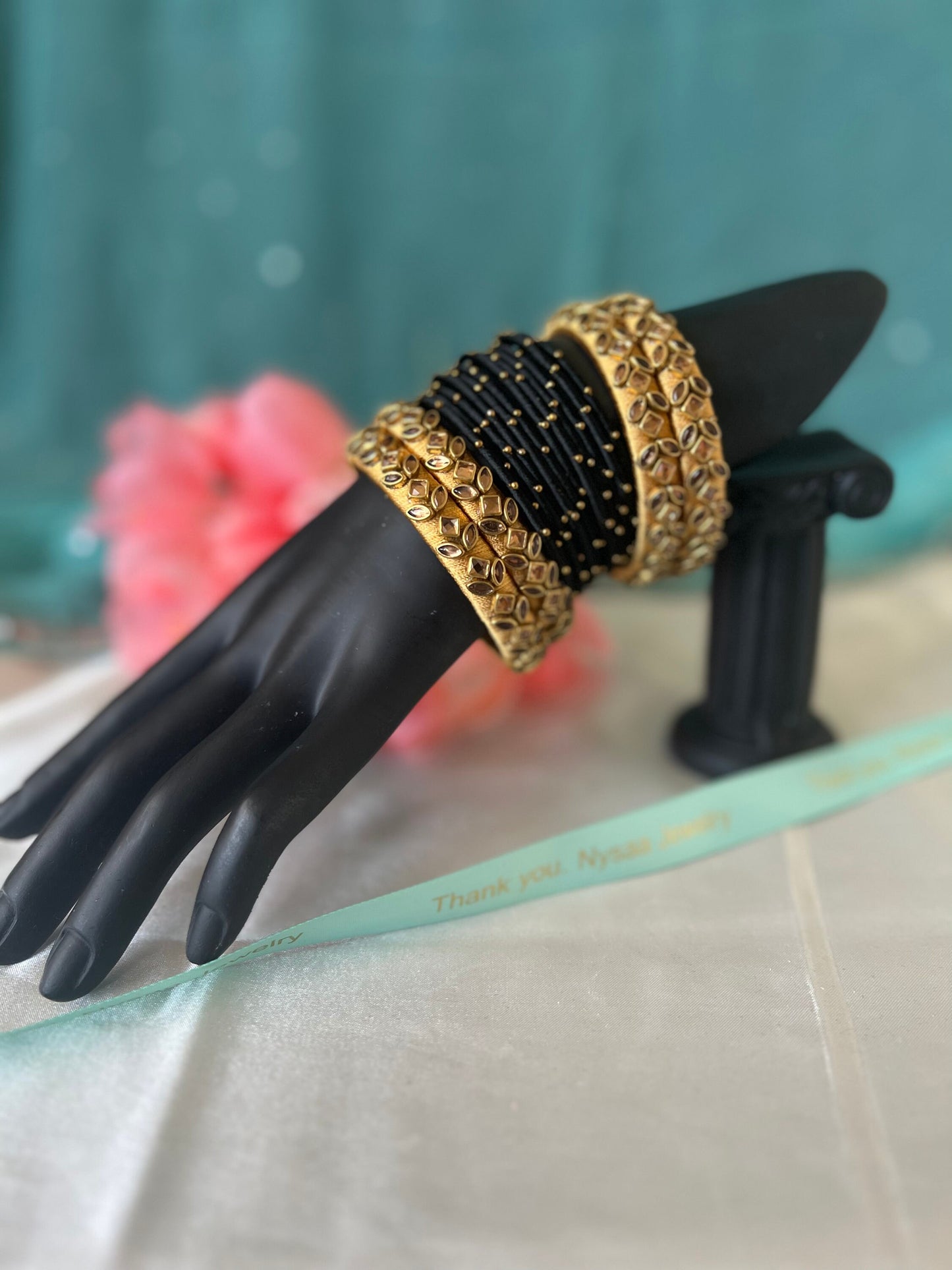 Silk Thread Indian Bangles: Lightweight Metal Bangle Set