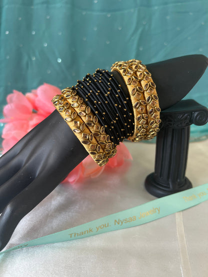 Silk Thread Indian Bangles: Lightweight Metal Bangle Set