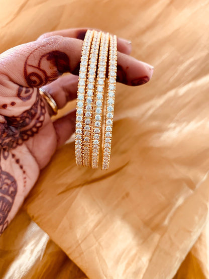 Gold Plated CZ Bangles (Set of 4) - Bollywood Indian Jewelry