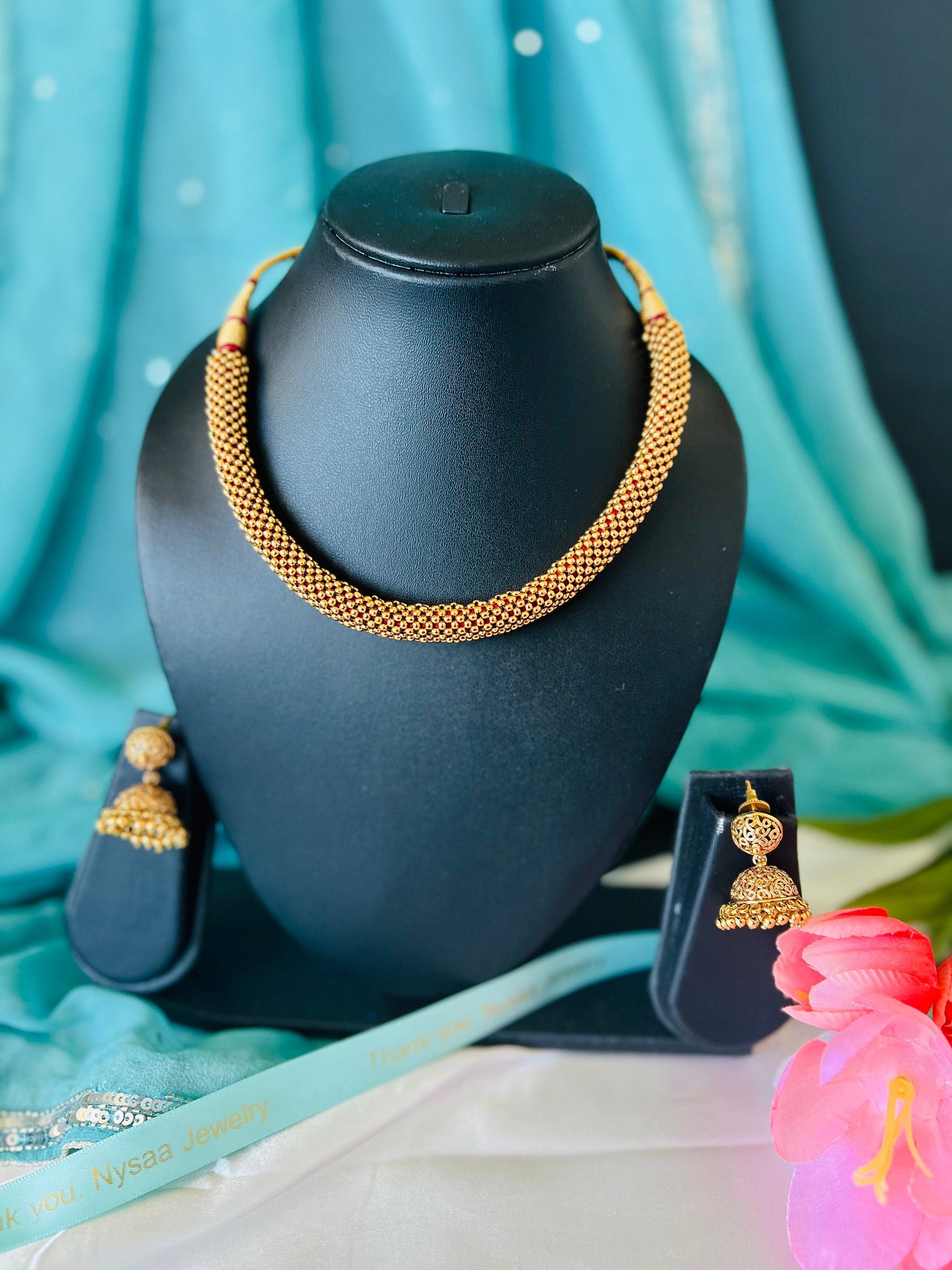 Kolhapuri Thushi Choker Necklace | Marathi Jewelry with Earrings