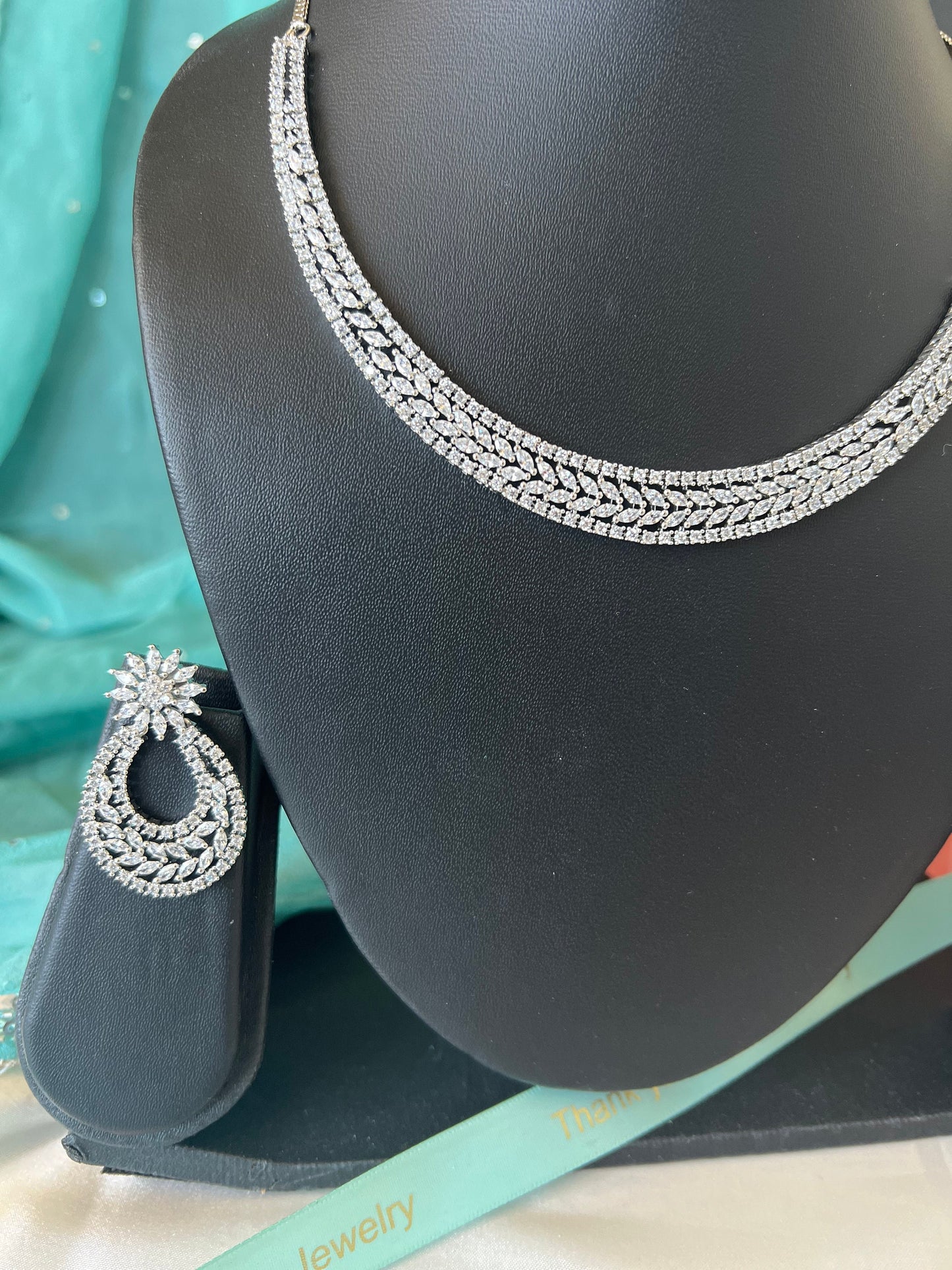 Cubic Zirconia Choker Necklace: Two-Tone Gold Plated Crystal