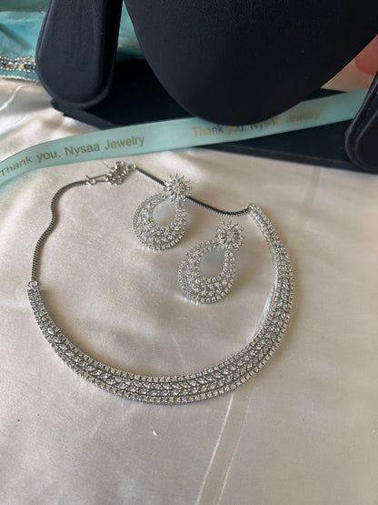 Cubic Zirconia Choker Necklace: Two-Tone Gold Plated Crystal