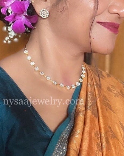 CZ Bridal Necklace Set: Rhodium Plated, Delicate Bridesmaids Jewelry