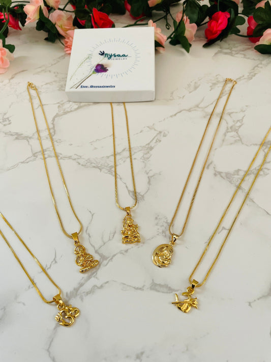 Nysaa Gold plated Indian idols pendant necklace | Ganesha pendant | Om Pendant | Shiva Pendant | temple jewelry
