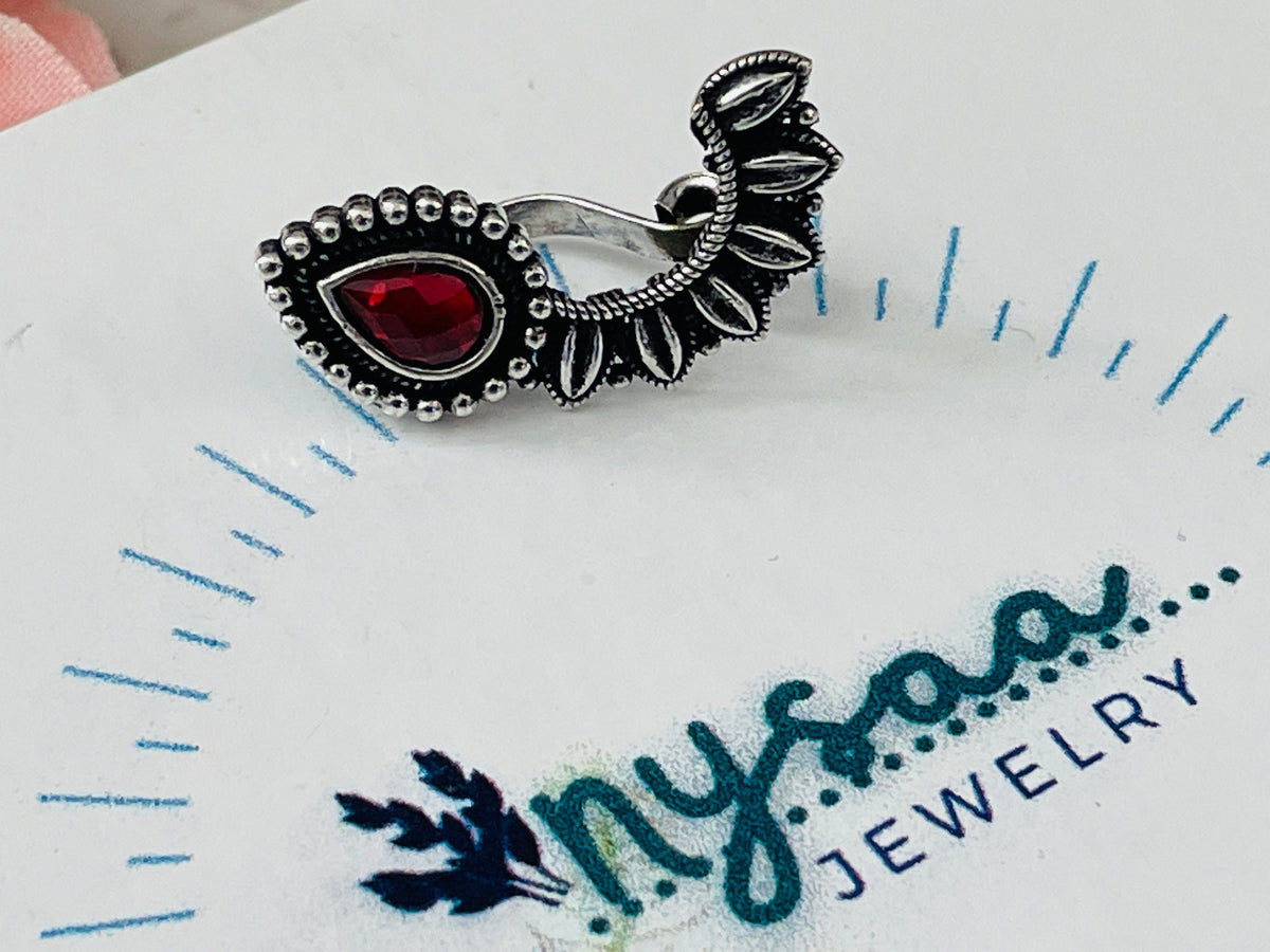 Oxidized Nose Pin: No Piercing Indian Nath, Marathi Jewelry