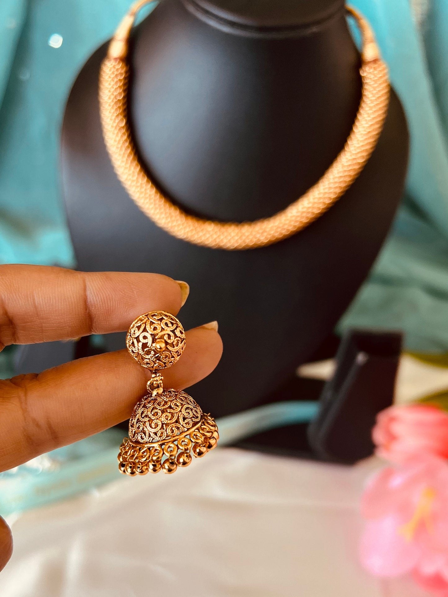 Kolhapuri Thushi Choker Necklace | Marathi Jewelry with Earrings