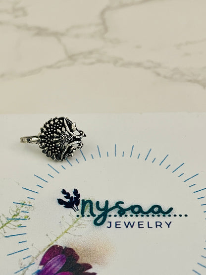 Oxidized Nose Pin: Marathi Nathini Press Pin