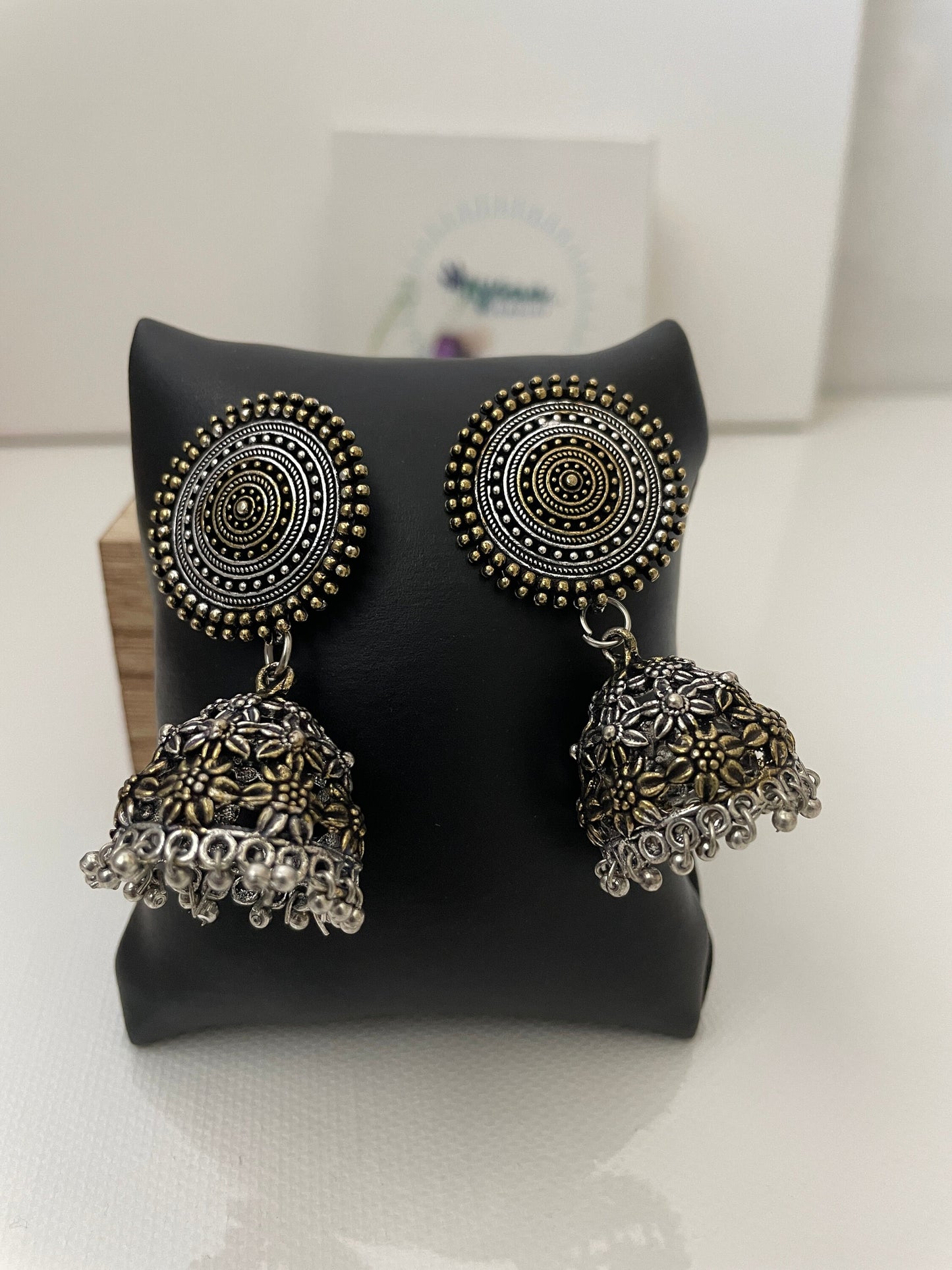 Oxidized Dual Tone Jhumka Earrings: Traditional Indian Jewelry