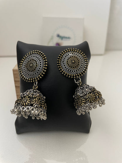 Oxidized Dual Tone Jhumka Earrings: Traditional Indian Jewelry
