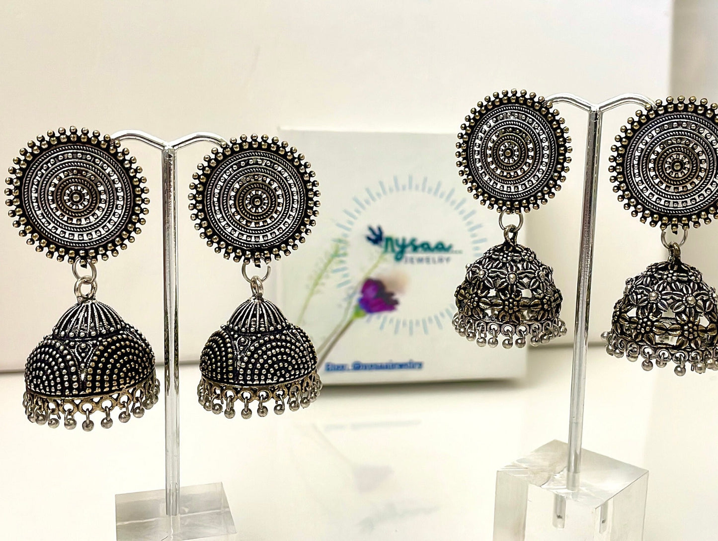 Oxidized Dual Tone Jhumka Earrings: Traditional Indian Jewelry