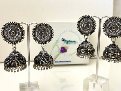 Oxidized Dual Tone Jhumka Earrings: Traditional Indian Jewelry