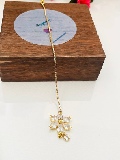 Gold Plated Cubic Zirconia Maang Tikka for Little Girls