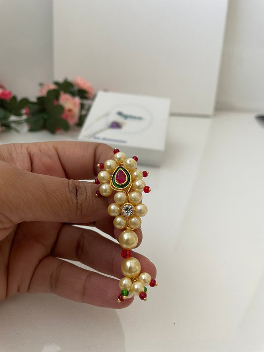 Pearl gold plated traditional nath saree pin or Juda pin