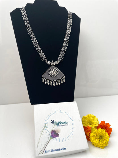 Oxidized Indian Necklace: Navratri Jewelry, Adjustable Length