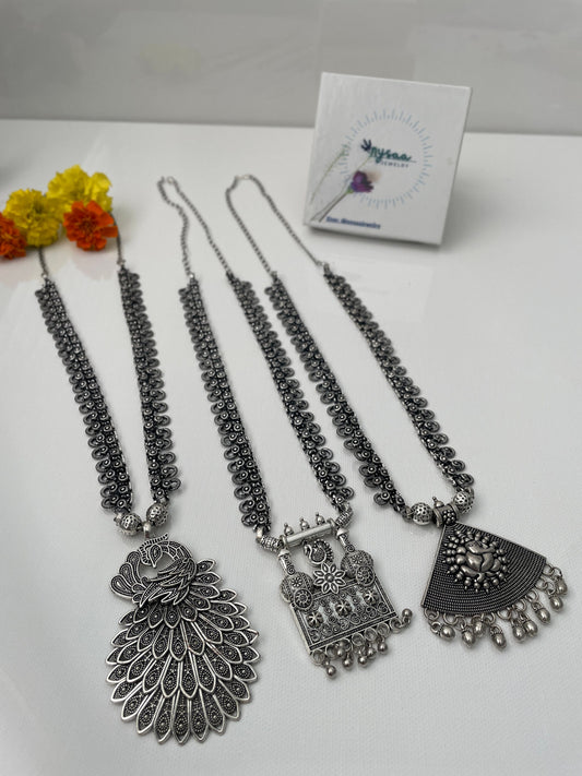 Oxidized Indian Necklace: Navratri Jewelry, Adjustable Length