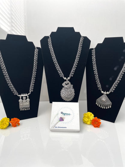 Oxidized Indian Necklace: Navratri Jewelry, Adjustable Length