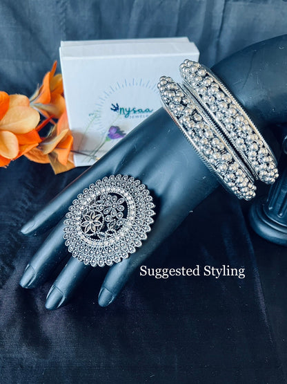 Big Oxidised ring | Silver Oxidised big ring | oxidized | oversized ring
