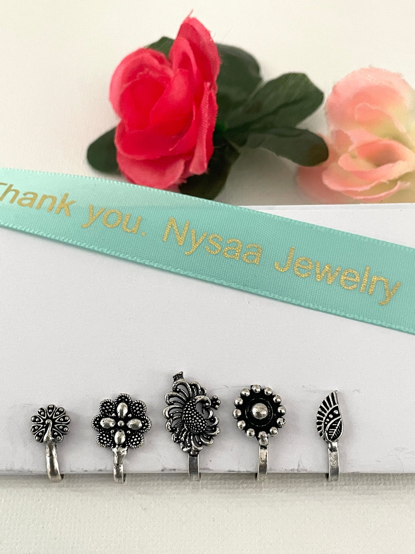 Oxidized Nose Pin: Marathi Nath, Pressed Nose Jewelry