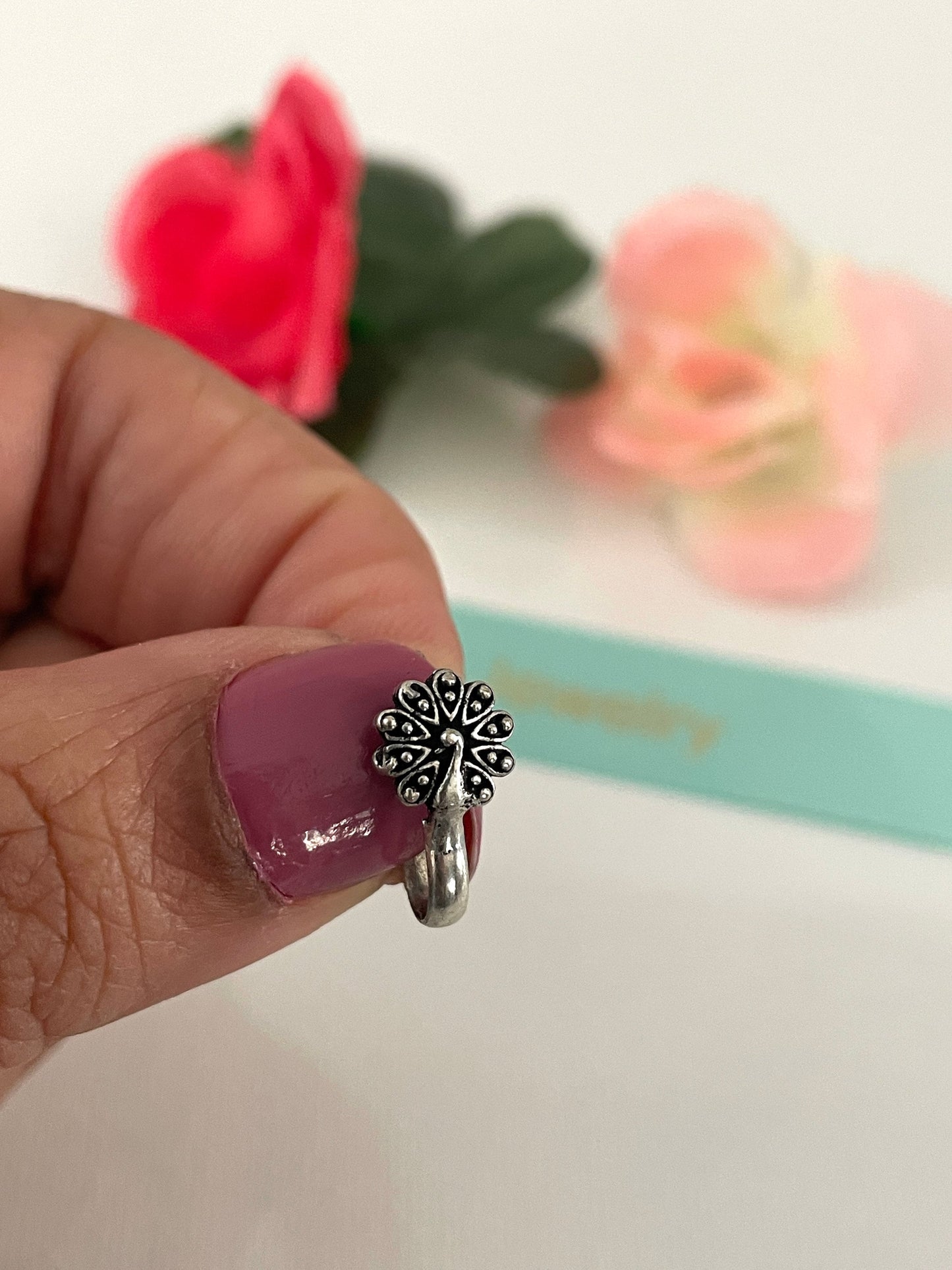 Oxidized Nose Pin: Marathi Nath, Pressed Nose Jewelry